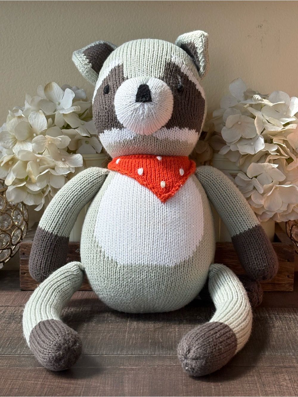 Pottery Barn Modern Baby Knit Lil Rascal Raccoon Stuffed Animal